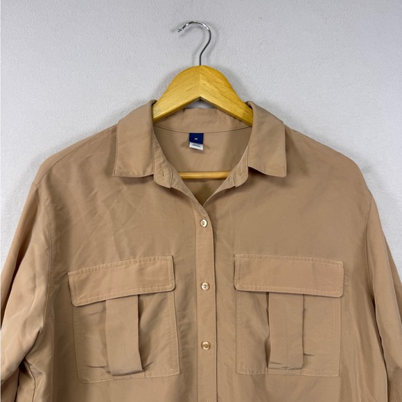 Old Navy Utility Button-Down Shirt – Women's Medium – Tan Neutral - Picture 4 of 7